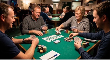 Player checking rummy cards before a drop