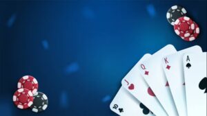 Playing cards laid out for a rummy card game